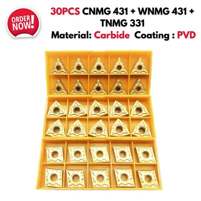 30pc CNC Lathe Indexable Solid Carbide Turning Insert Blade for Steel Cut Finish