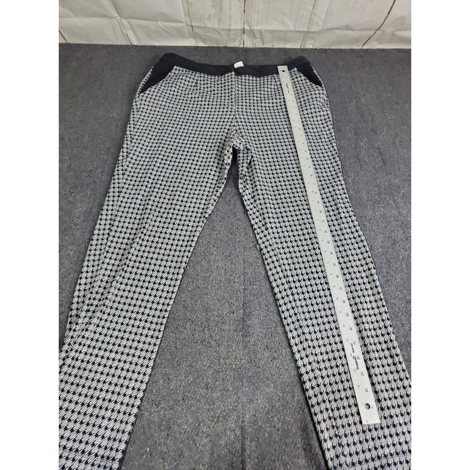NY Collection Women Pants L Black White Checkered Stretch Casual - Image 2 of 4