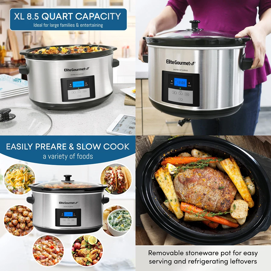 BEST Slow Cooker Pot Stew Dips Rice Meat Dinner Cook Digital Programmable 8.5 Q