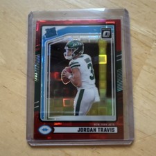 2024 Panini Donruss Rated Rookie Jordan Travis #349 Red Pandora Prizm Jets