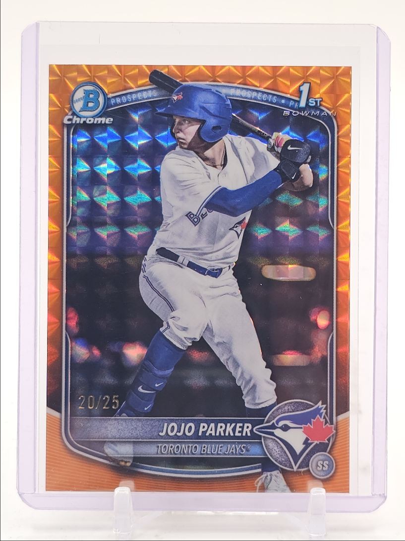 JOJO PARKER 2025 BOWMAN CHROME DRAFT 1ST ORANGE GEOMETRIC JAYS /25 Q5498