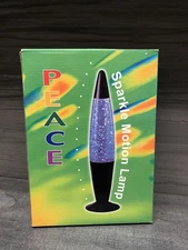 NIB VTG PEACE by Creative Motion Sparkle Glitter Motion Lamp Blue Liquid