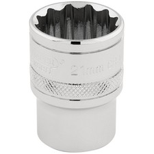Image of Draper HI-TORQ 1/2"D 21mm 12 Point Chrome Socket Standard Length 33290