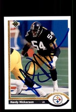 Signed Football Card Auto Hardy Nickerson 1991 Upper Deck #521 Steelers