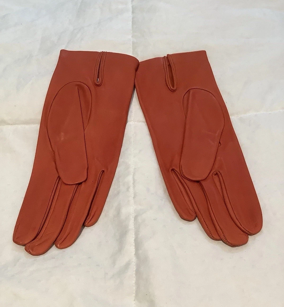 JB Guanti Genuine Leather Size 7 Orange Gloves Made In Italy
