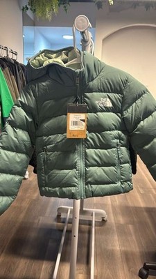 The North Face Girls Reversible North Down Hooded Jacket, XS, Dark Sage 