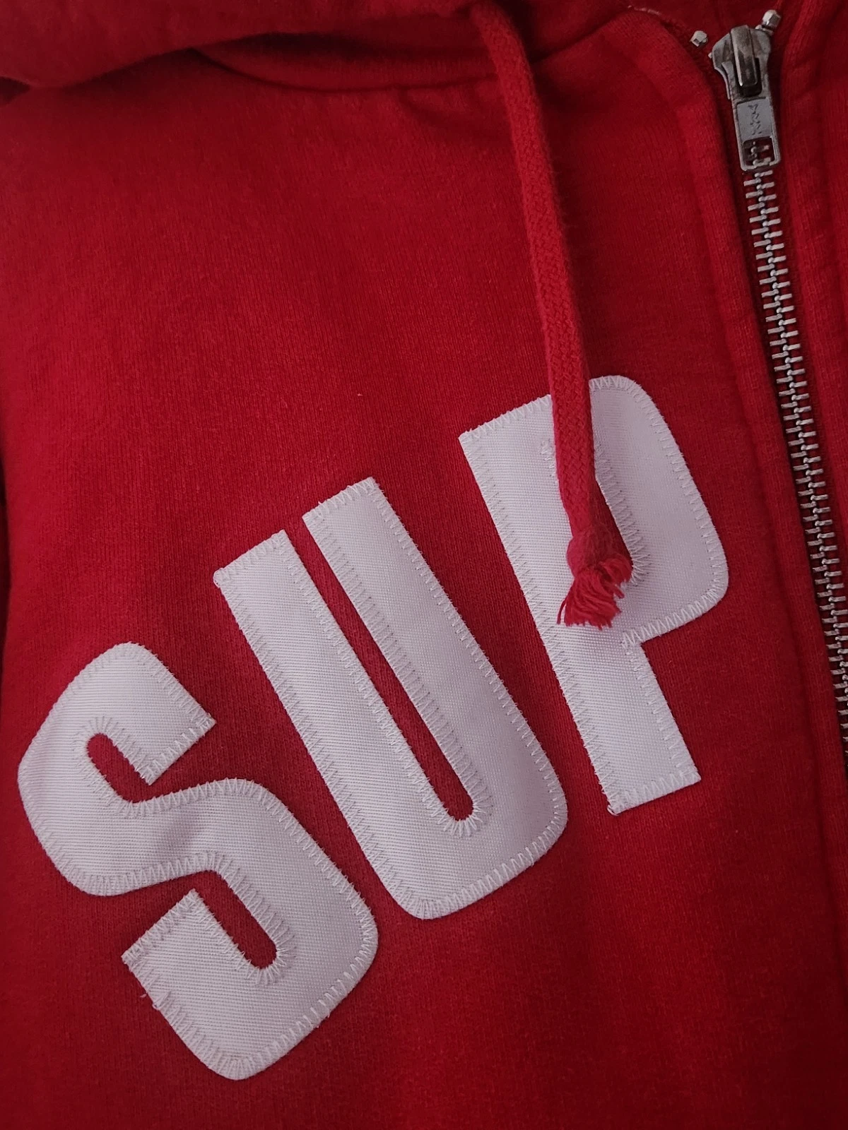 Felpa con cappuccio e zip termica logo FW10 Supreme Arc rossa XL vintage