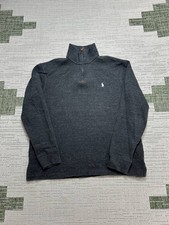 Polo Ralph Lauren Sweater Mens Medium Black Cotton Knit Golf Quarter Zip
