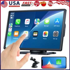 9" Portable Touch Screen Car Radio Stereo Wireless CarPlay Android Auto FM BT