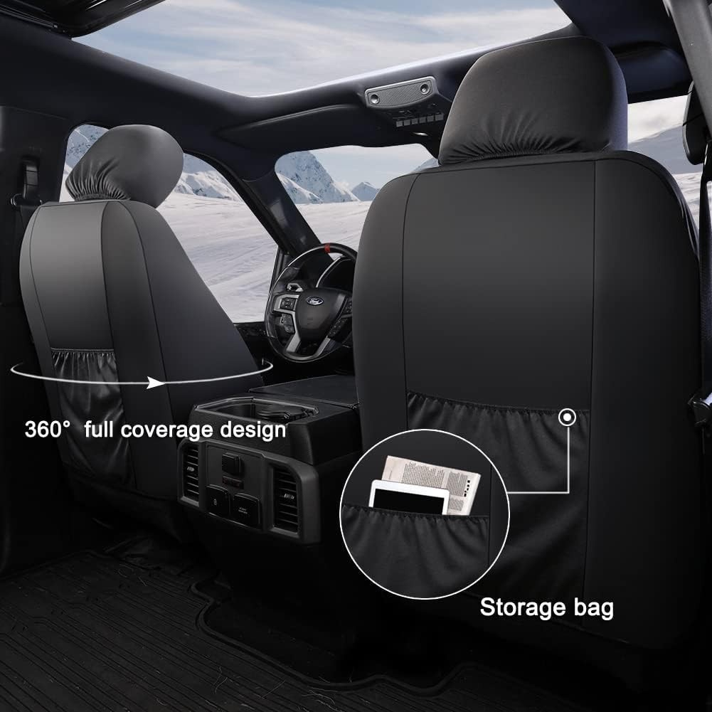 Front Car Seat Covers 2 Pcs Ford F150 F250 F350 F450 Super Crew/Crew Cab Pickup