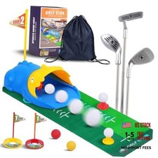 Toddler Golf Set with Bag, 3-8 Kids Set with Automatic Ball Return, Mat, LED