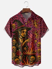 Halloween Witch Vintage Casual Shirt