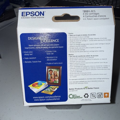 Cartucho de tinta Epson T202XL-BCS - negro/cian/magenta/amarillo genuino nuevo ex 7/2027 - Imagen 2 de 3