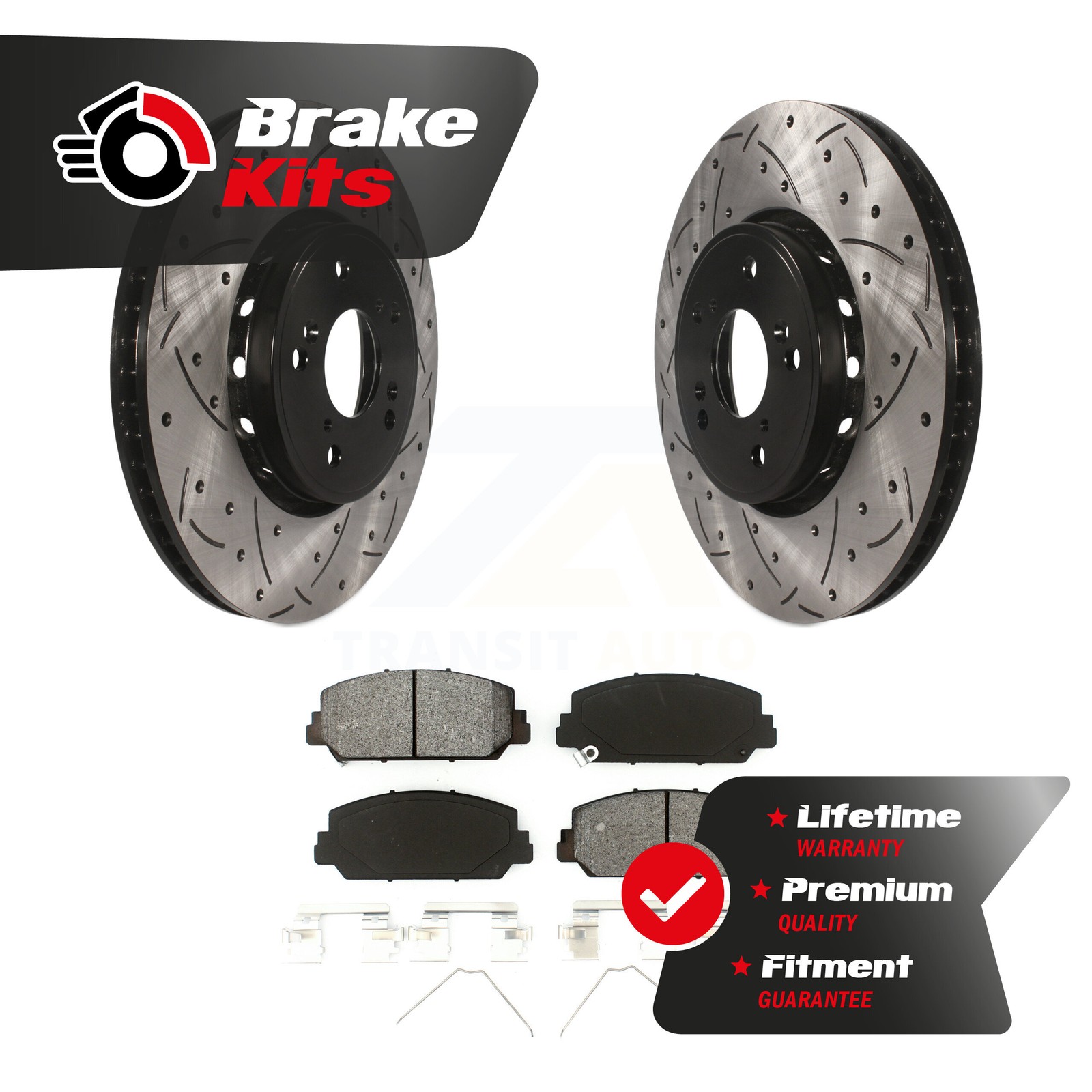 Front Drill Slot Disc Brake Rotors Semi-Metallic Pad Kit For 2013-2018 Acura RDX