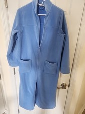 LL Bean Vintage 90s Women's Winter Fleece Zip Up Housecoat Robe Size M Pockets