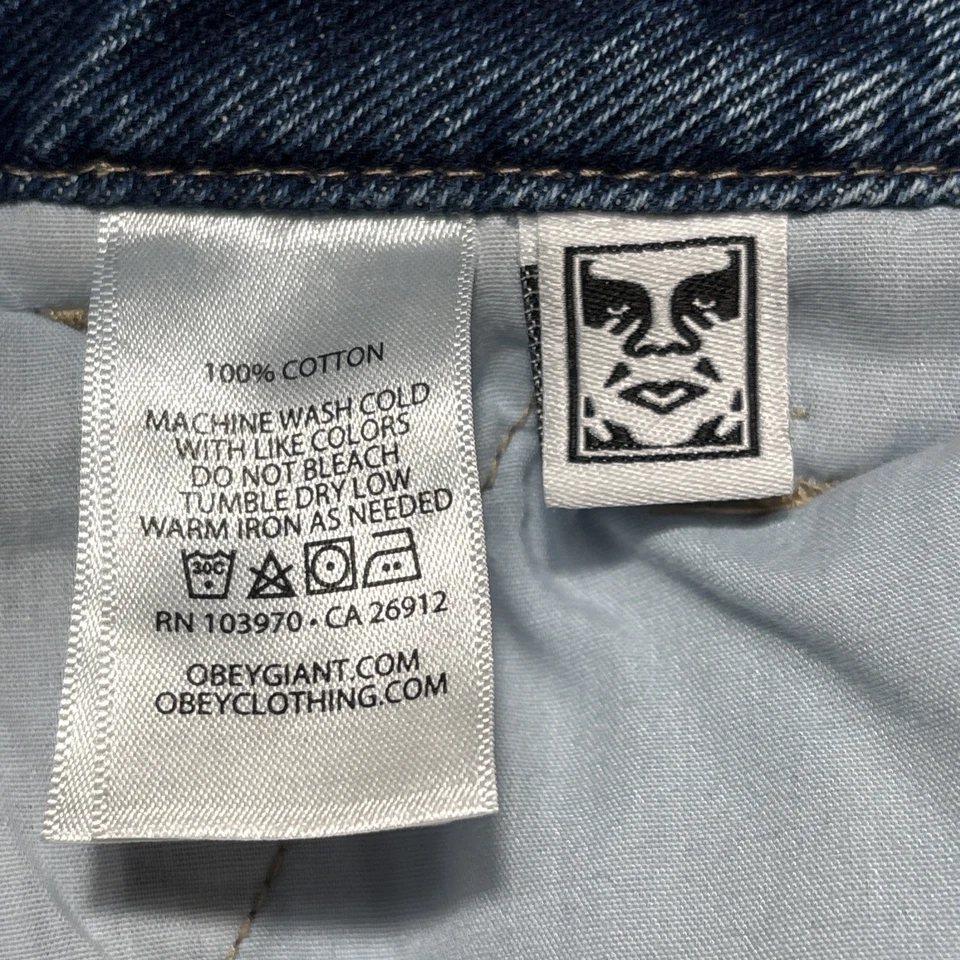 Falda vaquera utilitaria OBEY enebro midi lavado a la piedra índigo 30x32 pintores Foto 4 de 4