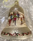 Bell Shape Blown Glass Ornament HUTSCHENREUTHER ?? Painted Skating Scene Germany — photo 7