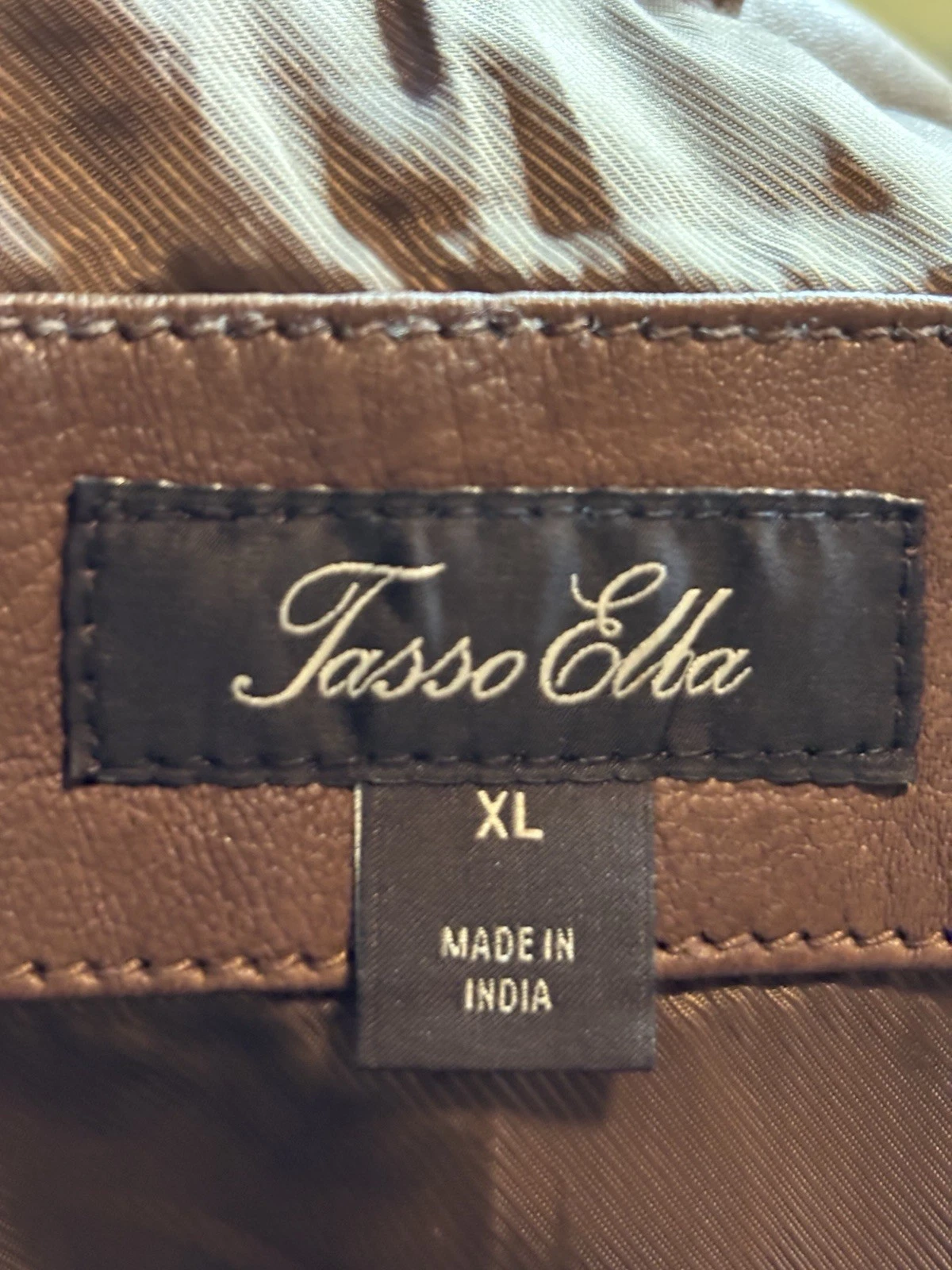 TASSO ELBA Mens Brown Soft Leather Cafe Racer Motorcycle Full Zip Jacket Sz XL image 9