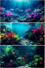 3 Pack Aquarium Background, 48X18 Inches Polyester Aquarium Background, Cloth Fi