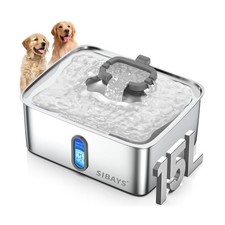 SIBAYS 4Gal/15L Dog Water Fountain for Large Dogs, Stainless Steel Large Pet ...