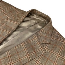 Ermenegildo Zegna Men's 100 Wool 2-Button Blazer Brown Plaid   44R US  54 EU