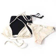 Costume da bagno Fendi Bkini logo FF 22ss beige taglia 36 autentico fondo di magazzino non usato