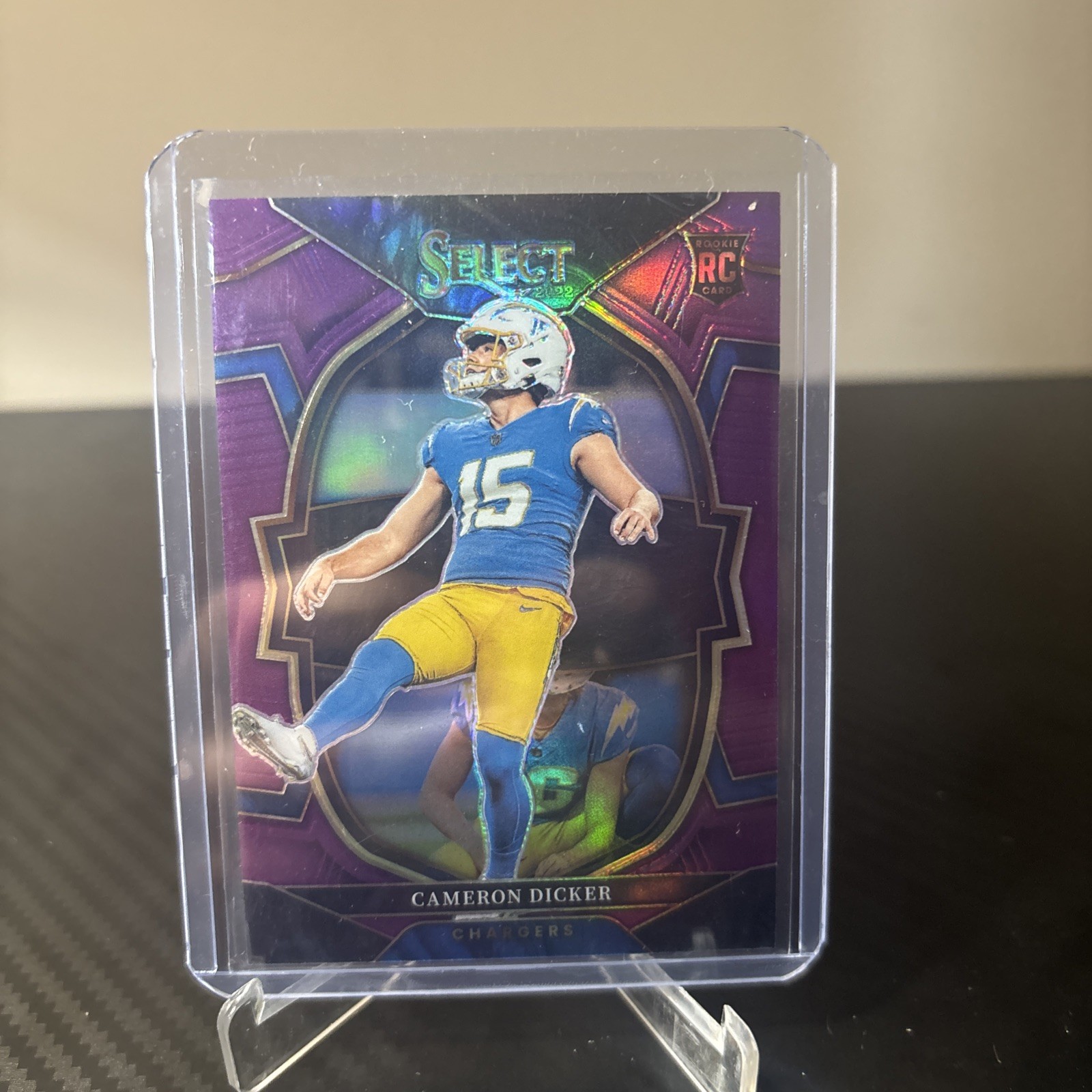 2022 Panini Select Prizm Concourse Cameron Dicker (RC) #16 Purple /75 - Chargers