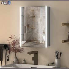 Large Bathroom Mirror Cabinet Wall Mount Storage Organizer With Door Shelves