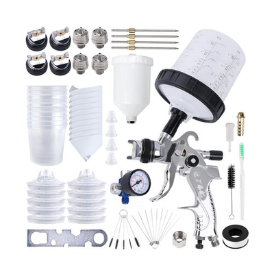 #ad HVLP Spray Gun Kit w Regulator 10 Cups 600ml Gravity Feed Fit For Auto $65.79