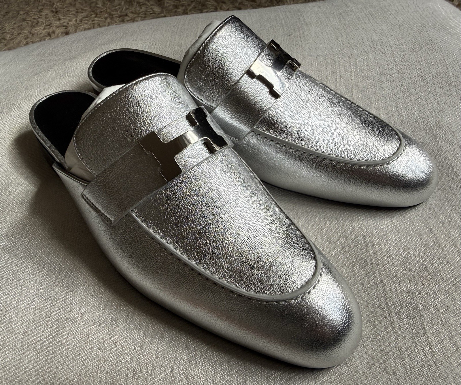 50percent OFF Hermés Mules Femme Trocadero Chevre Metallis Sandals UK5 EU38 RRP £790