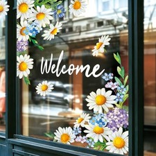 35.4 x 13.8'' Extra Large Spring Floral Window Clings Daisy Hydrangea Flower