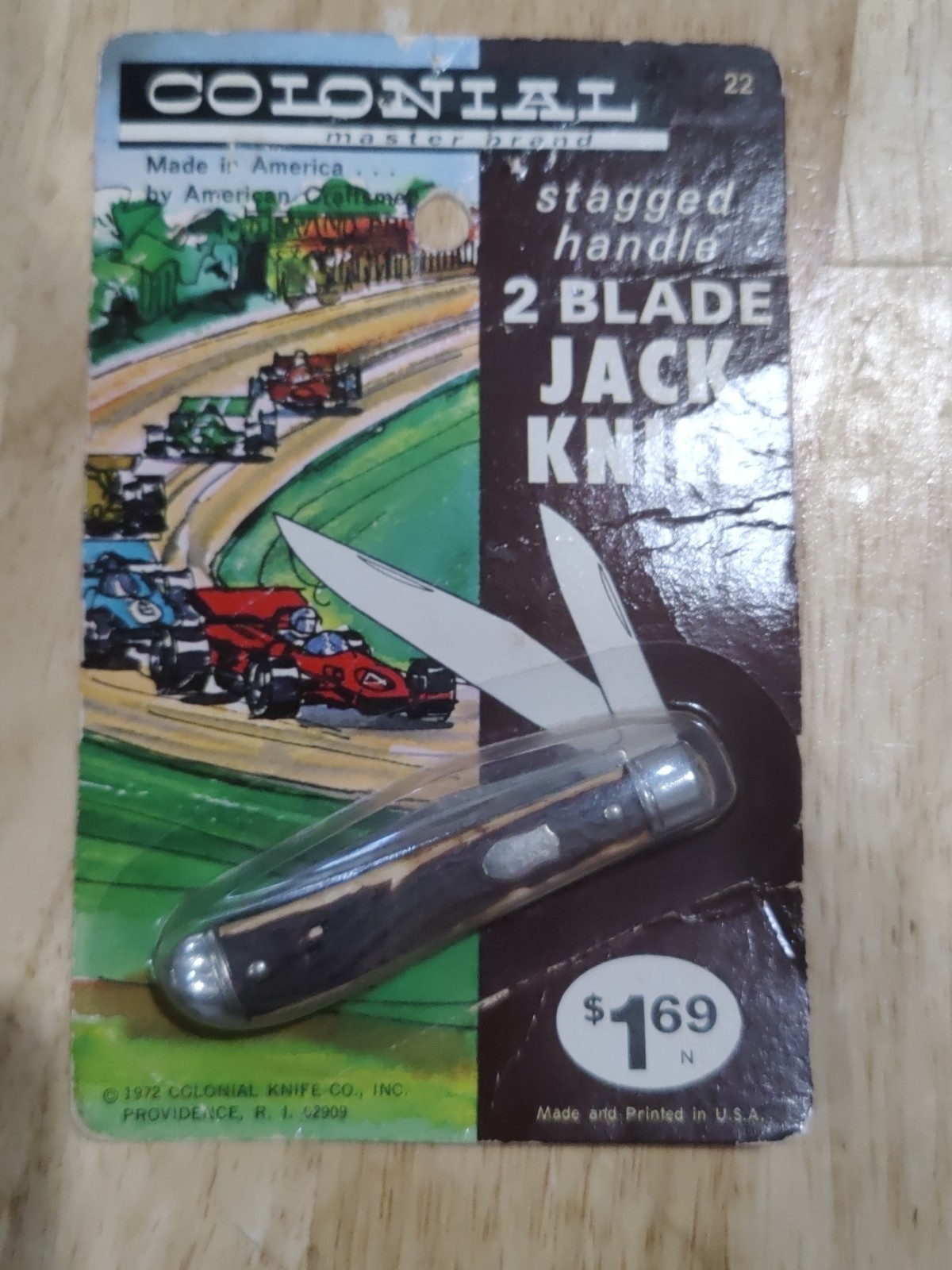 1972 Vintage Colonial Knife Co. USA,2 Blade Jack Knife,New In Package