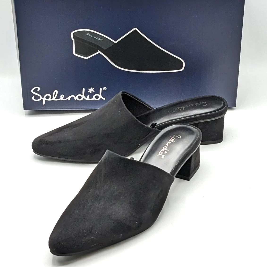 Splendid “Laylai” Women’s Dress Shoe Slip-On Microsuede Heeled Mule (Black) NEW