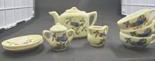 Vintage Japan Child s Mini Tea Set Hand Painted Birds Teapot Cups Saucers