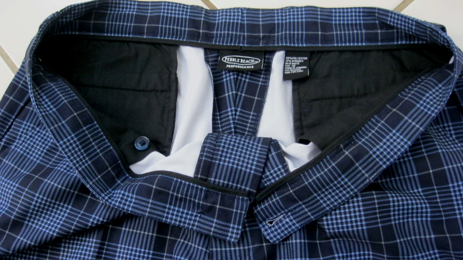 Pebble Beach Performance Blue Checkered Polyester… - image 5