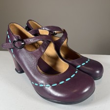 John Fluevog Operetta Malibran Criss-Crossed Mary Jane Heels Size 6 Dark Purple