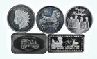 Lot 5 VINTAGE 1 Oz Silver Bars/Rounds Art Bars Collection Poured .999 *534