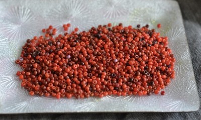 Antique African Trade Red Brown Mix Seed Beads, 15bpi, 7g