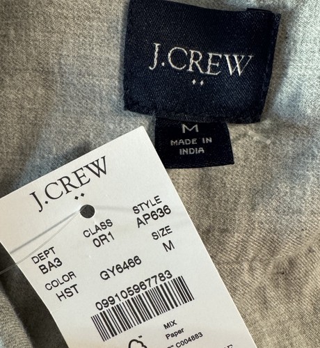 J.CREW Shirt Brushed Twill Mens Medium Classic Casual Button-Down Gray NEW - Picture 7 of 8