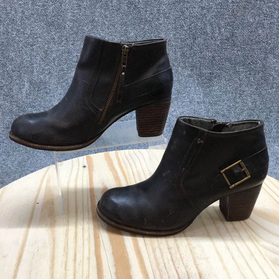 CAT Caterpillar Boots Womens 8.5 Annette Side Zip Ankle Bootie Brown Leather - Image 2 of 4