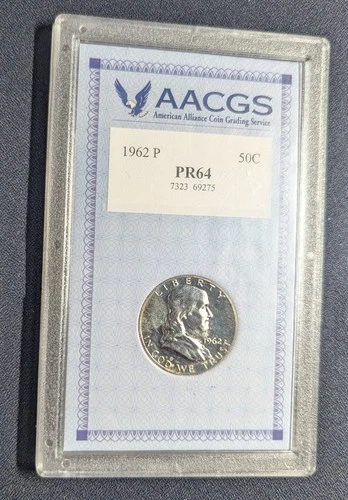 1962 P 50C Benjamin Franklin Half Dollar AACGS PR64 90% Silver