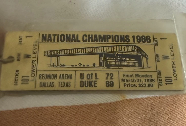 1986 National Champions 1986 Keychain U Of L Vs Duke Ticket - Image 2 of 3