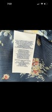 Chaps Womens XXL Floral Peasant Blouse Navy Blue Bell Sleeve Boho Tunic Top NWT