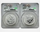 2024-S CAC Advanced Delivery Reverse Proof PR70 Morgan Peace Dollar Set Signed