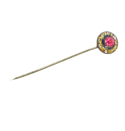Antique Stick Pin Pink Gemstone Rhinestone Accents For Lapel Or Hat - Picture 5 of 6