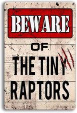 Tiny Raptors Chicken Signs, Funny Metal Tin Signs for Chicken Coop Farm Chicken