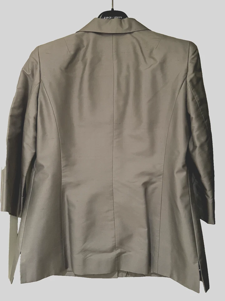 Traje Falda Rena Rowan Clásico 100% Seda Talla US Para Mujer 8 Gris Forrado ¡NUEVO! Foto 4 de 4