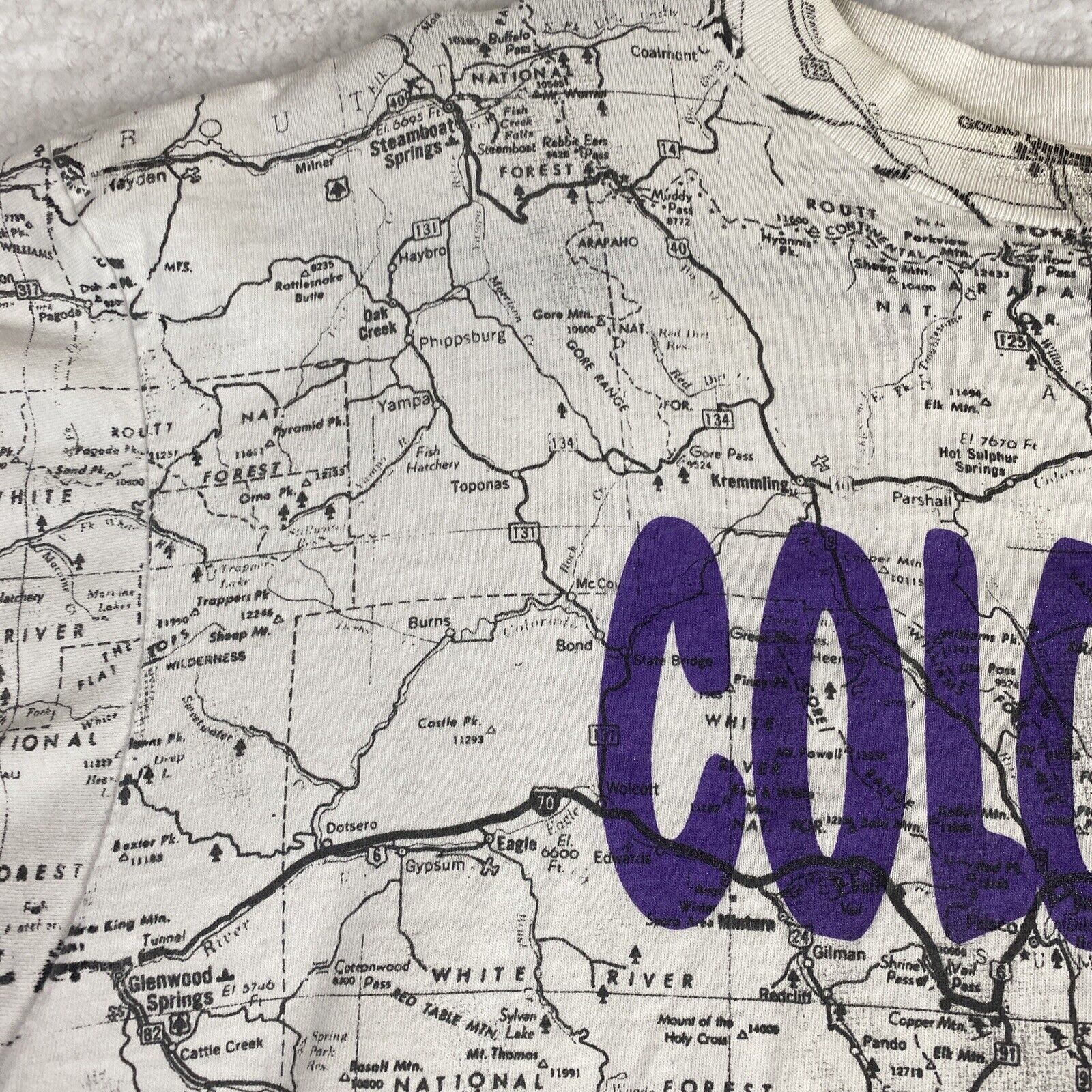 All Over Print Map T Shirt Single Stitch Colorado… - image 7