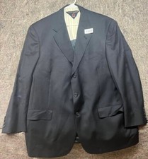 Tommy Hilfiger Mens Blazer 3 Button Black Wool Sport Coat Size 46 R Made In USA
