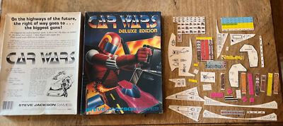 Rare Steve Jackson Games SJG 1985 Car Wars Deluxe Edition BOX ONLY & Some Parts